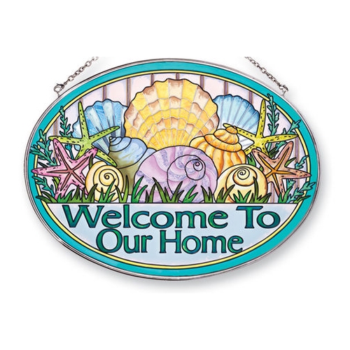 Amia 41241 Seashell Welcome Large Oval Suncatcher Glass $27.99