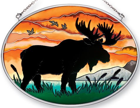 Amia 41357 Moose Silhouette Medium Oval Suncatcher Glass  $21.99