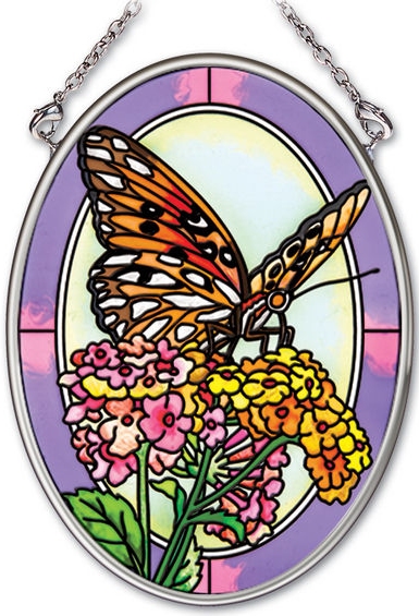 Amia 41967 Gulf Fritillary Hires Small Oval Suncatcher Glass $14.99