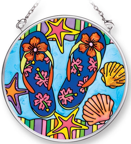 Amia 42080 Flip Flops Small Circle Suncatcher Glass $14.99
