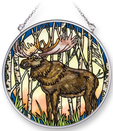 Amia 42281 Into The Woods Moose Medium Circle Suncatcher Glass $16.99