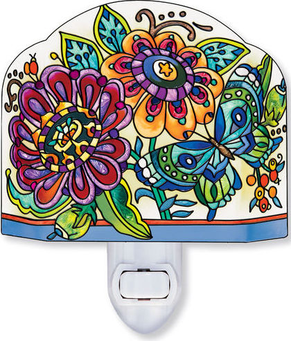 Amia 42365 Frilly Floral Screen Shaped Nightlight Glass $29.99