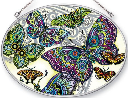 Amia 42453 Flutter Flock Medium Oval Suncatcher Glass $21.99