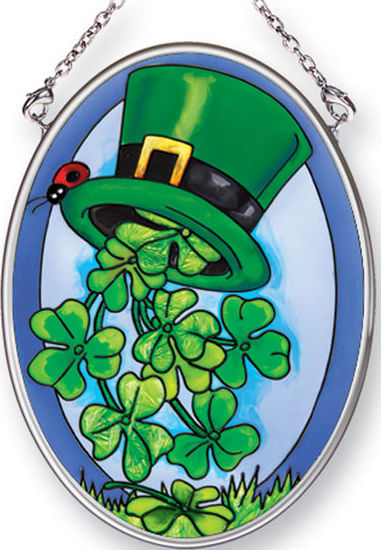 Amia 42480 Shamrock Shower Small Oval Suncatcher Glass $14.99