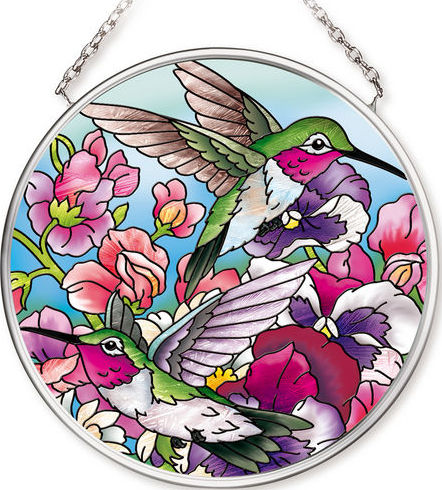 Amia 42519 Hummingbirds Alight Small Circle Suncatcher Glass $14.99