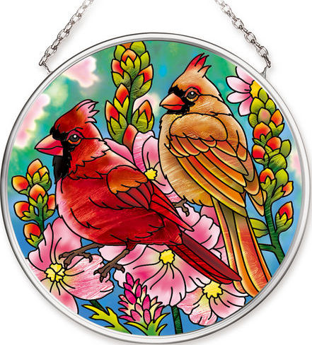 Amia 42545 Cardinal Pair Small Circle Suncatcher Glass $14.99