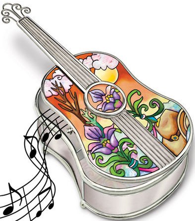 Amia 5206 Country Guitar Jewelry Box Glass $40.99