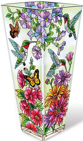 Amia 5239 Hummingbird Garden N Bloom Vase Large Glass $69.99