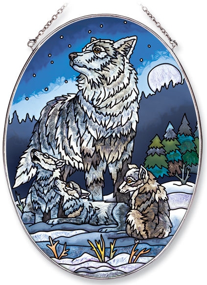 Amia 5633 Howling Lessons Large Oval Suncatcher Glass $27.99