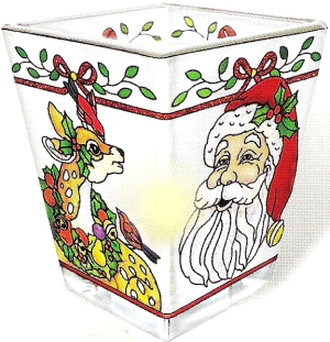 Amia 5790 Santa and Reindeer Petite Votive Holder Glass $19.99