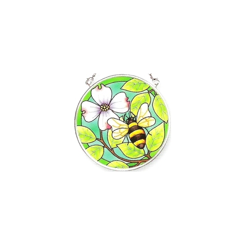 Amia 6141 Green Garden Bumblebee Small Circle Suncatcher Glass $14.99
