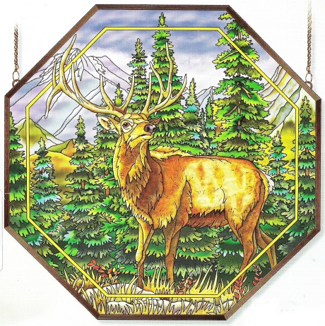 Amia 6476 Meadows Edge Elk Large Octagon Panel Glass $169.99
