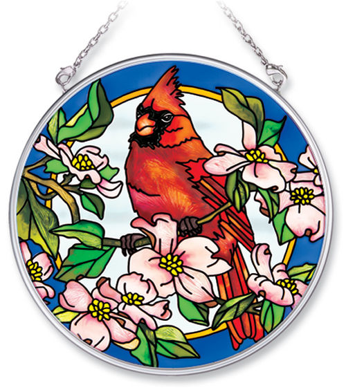 Amia 7566 Cardinal and Dogwood Medium Circle Suncatcher Glass  $16.99