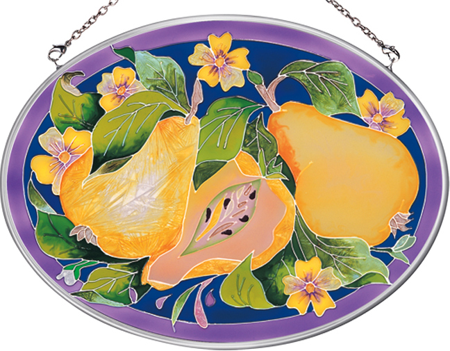 Amia 7804 Pears Medium Oval Suncatcher Glass $21.99
