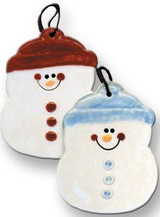 August Ceramics 2075K Round snowman with knit hat Ornament Ceramic United States $8.99