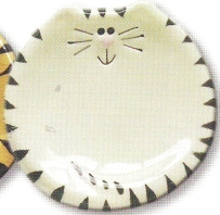 August Ceramics 7527WB Tiger Black White Feeding Dishes Ceramic United States $20.49