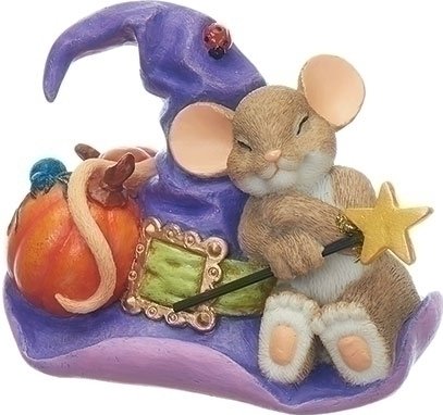 Charming Tails 130456 Mouse on Witch Hat Resin $28.49