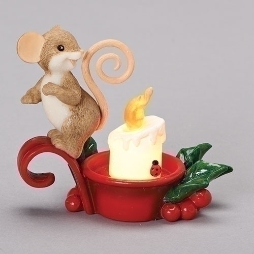 Charming Tails 131636 Mouse Led Tealght Hldr B O $21.49