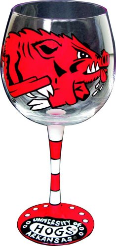 Collegiate Gifts 80102 Set of 6 Arkansas Razorbacks Wine Glasses $0.00