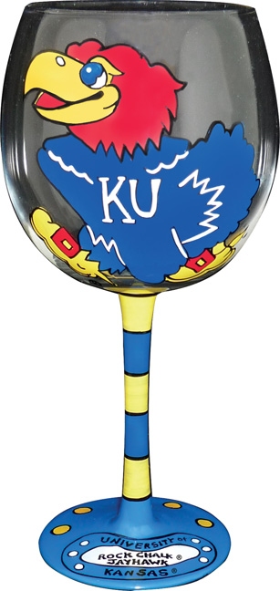 Collegiate Gifts 80162 Set of 6 Kansas Jayhawks Wine Glasses $149.99