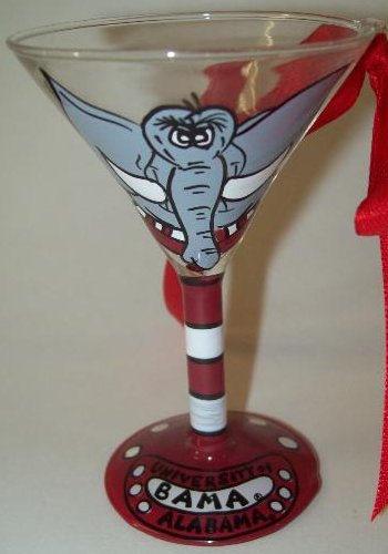 Collegiate Gifts 80907 Set of 2 Alabama Crimson Tide Martini Glass Ornaments $0.00