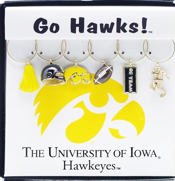 Collegiate Gifts 81361 Set of 2 Iowa Hawkeyes Painted Glassware Charms $40.99