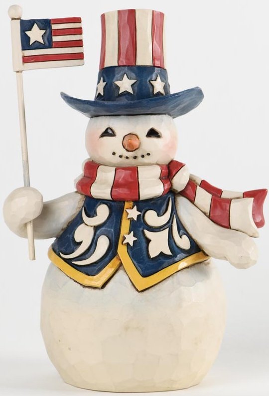Jim Shore 4034375 Pint Sized Snowman & Flag Figurine $0.00