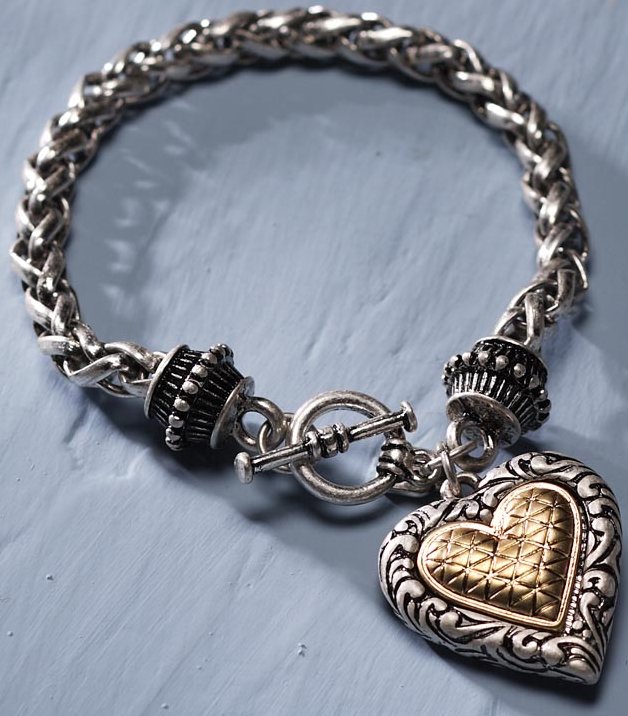 Jim Shore Fashion 4034954 JS Bracelet Heart Charm Gold a $0.00