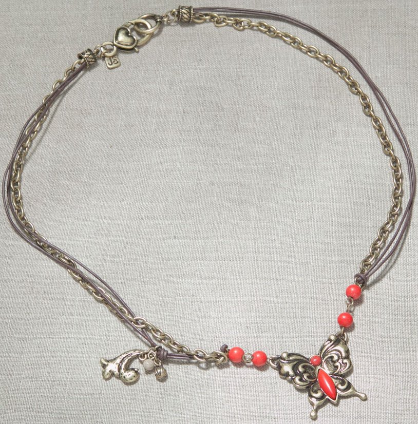 Jim Shore Fashion 4040684 JS Necklace Red Coral Butterfl $0.00
