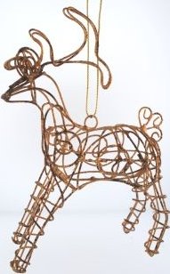 Kubla 104 Antique Gold Wire Reindeer Ornament Set of 6 $12.99