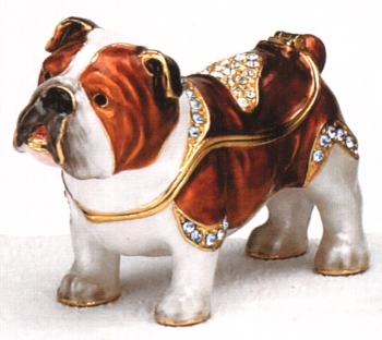 Kubla 3949 Bulldog Jeweled Box Pewter & Enamel $30.99