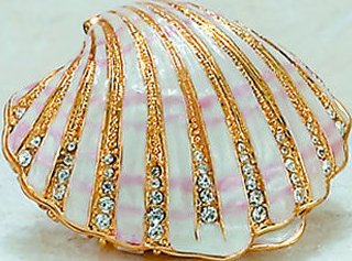 Kubla 4-3798 Scallop Jeweled Box Pewter & Enamel $30.99