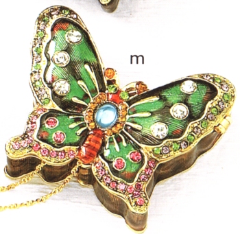 Kubla 4002G Butterfly Jeweled Box Pewter & Enamel $33.99