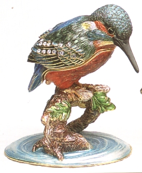 Kubla 4026 Kingfisher Jeweled Box Pewter & Enamel $37.99