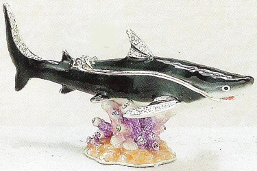 Kubla 4062 Shark Jeweled Box Pewter & Enamel $33.99