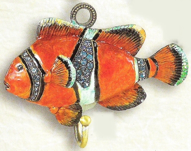Kubla 4277 Clown Fish Wall Hook Pewter & Enamel $32.99