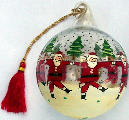Kubla 7-0077 Blown Glass Dancing Santa Set of 6 $18.99