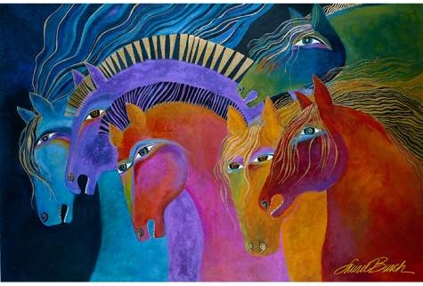 Laurel Burch 26028 Wild Horses On Fire Canvas Art 12.5X19 Canvas $0.00
