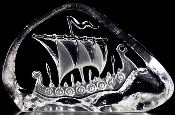Mats Jonasson Crystal 88178 Miniature Viking Ship Clear $75.00