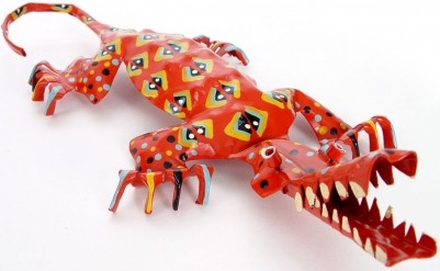 African Tin Animals PTAS-CROC Crocodile Painted Tin Tin Zimbabwe $24.99