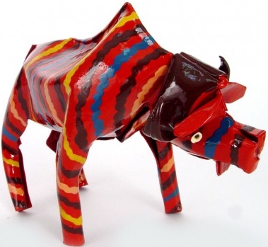African Tin Animals PTASB Buffalo Painted Tin Tin Zimbabwe $28.99
