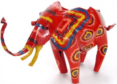 African Tin Animals PTASE Elephant Painted Tin Tin Zimbabwe $26.99