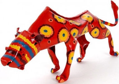 African Tin Animals PTASLEO Leopard Painted Tin Tin Zimbabwe $28.99
