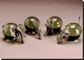 Makoulpa PWG011 Glass Paperweight Pewter and Glass $0.00