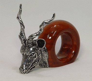 Makoulpa SERW0033 Wooden Napkin Ring Pewter and Wood Swaziland $48.99