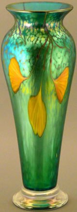 Orient and Flume 5435 Ginkgo Vase Hand Blown Glass Made in the USA $600.00