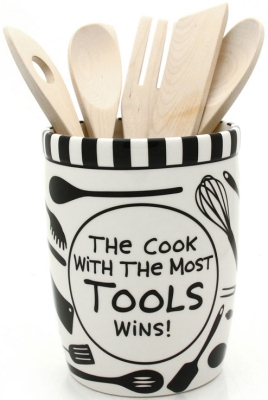Our Name is Mud 4024398 The Cook with The Most Tools Wins Utensils & Jar Wood & Ceramic $0.00