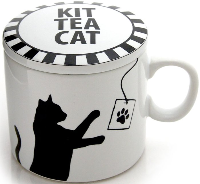 Our Name is Mud 4036955 Kit Tea Cat Tea Cup With Lid Stoneware $0.00
