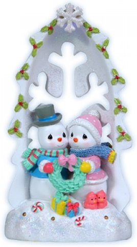Precious Moments 121411 LED Snowman Couple Figurine Resin $18.99