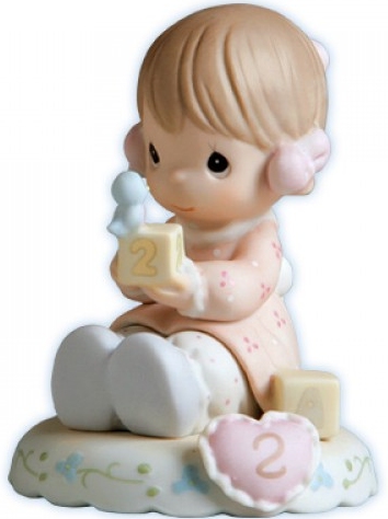 Precious Moments 136212B Brunette Girl WofBlocks Age 2 Figurine $25.99